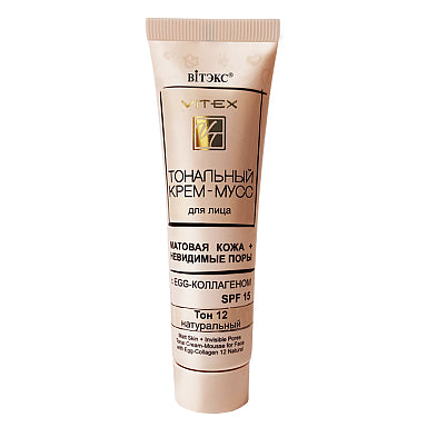 Foundation CREAM-MUSS for the face MATTE SKIN + INVISIBLE PORES WITH EGG-collagen SPF15, tone 12 Natural