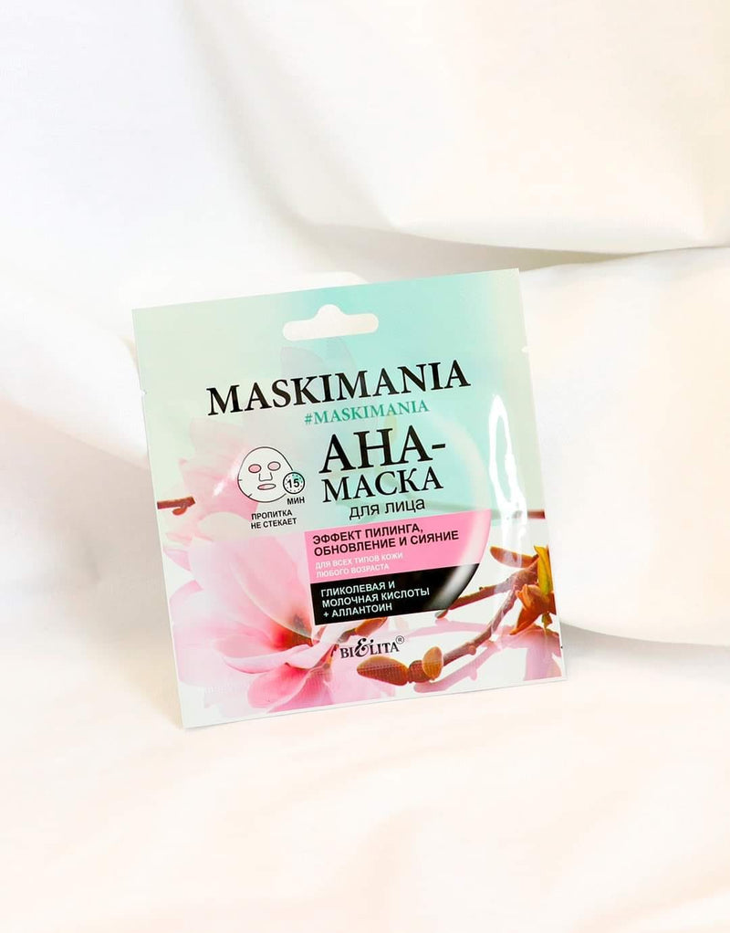 AHA face mask “Peeling effect, renewal and radiance” MASKIMANIA, Belita