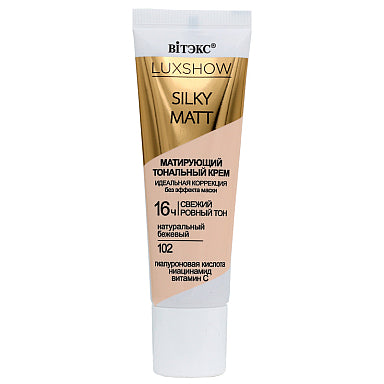 LUXSHOW SILKY MATT MATTIFYING FOUNDATION without mask effect Tone 102 Natural beige / 30ml