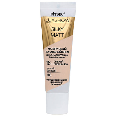 LUXSHOW SILKY MATT MATTIFYING FOUNDATION without mask effect Tone 103 Warm beige / 30ml