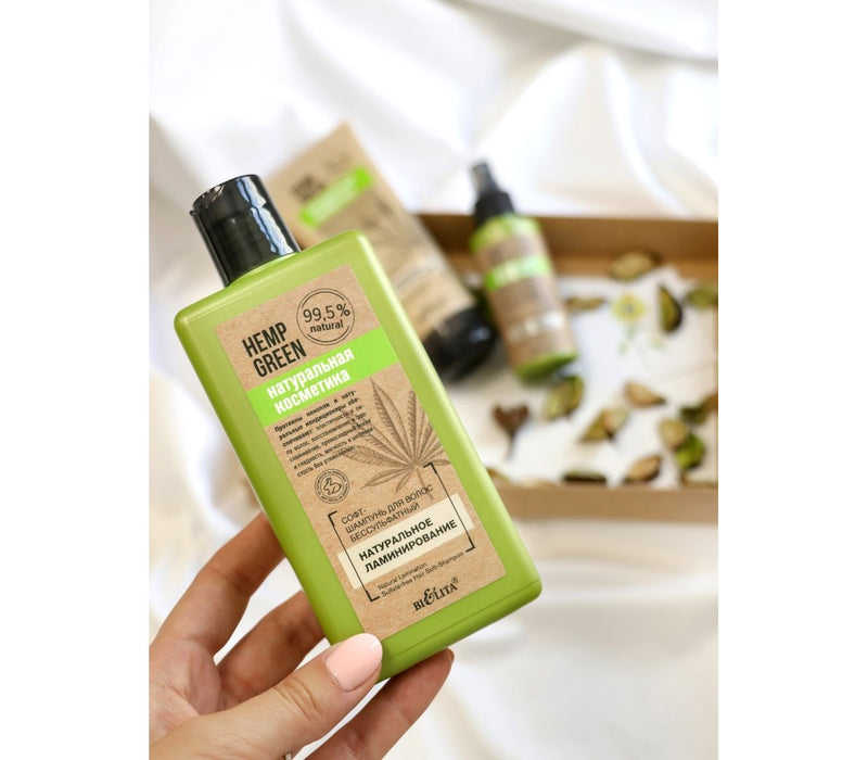Hemp green Natural Lamination Sulfate-Free Hair Soft-Shampoo/ Belita, 255ml