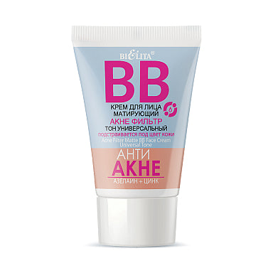 BB cream for face mattifying "Acne filter", universal tone / Belita 30ml